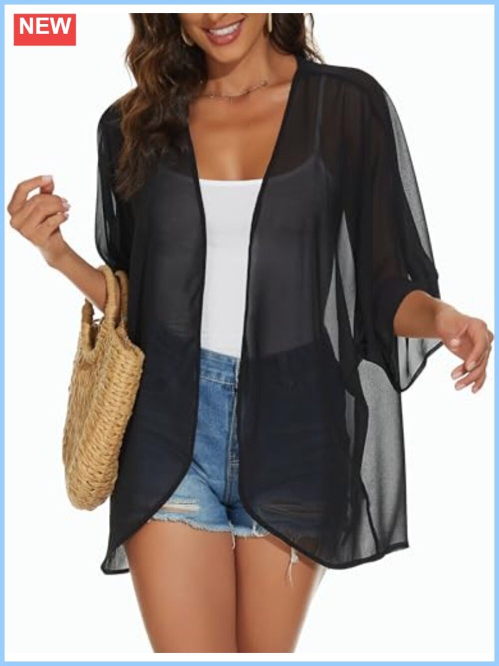 Womens Kimono Cardigan Beach Cover Up Loose Lightweight Summer Top